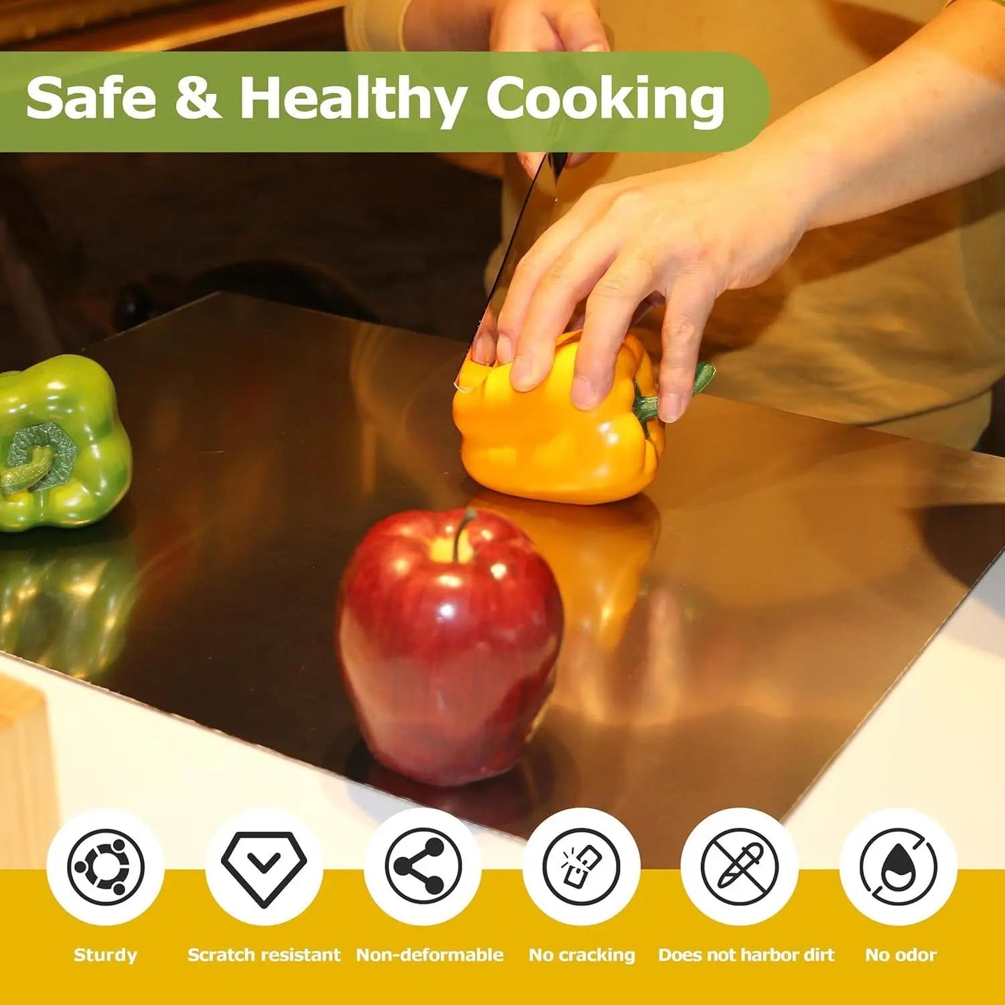 Non-Slip Stainless Steel Chopping Board for Countertop