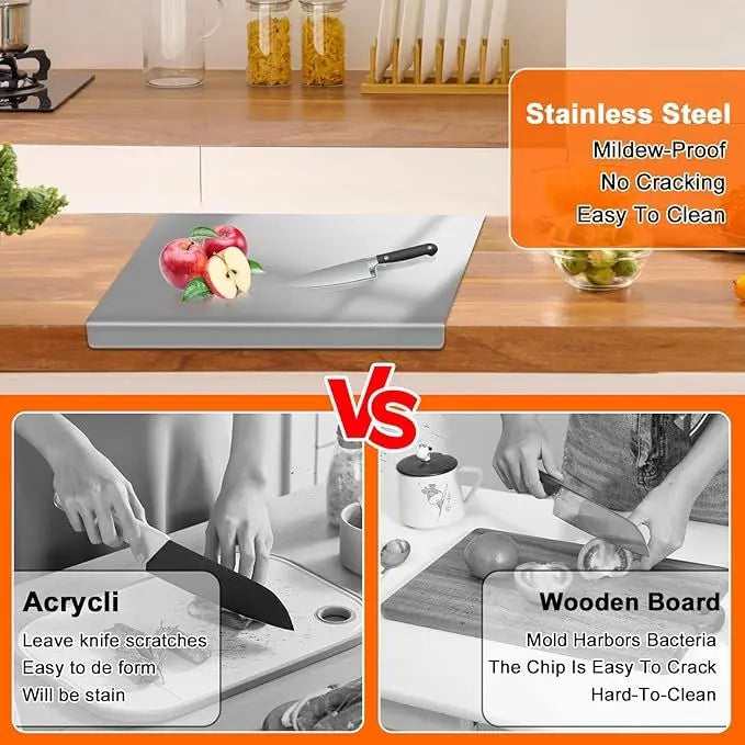Non-Slip Stainless Steel Chopping Board for Countertop