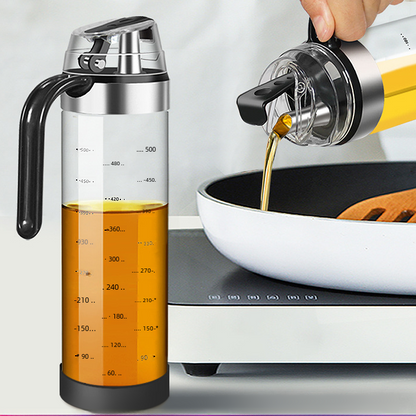 Glass Oil Bottle with Automatic Spout for Kitchen Use