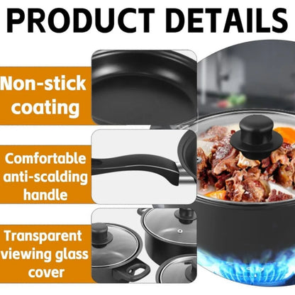13PCS Non-Stick Pots and Pans Set Kitchen Cookware for Induction Cooker Low Oil Smoke Gift Set