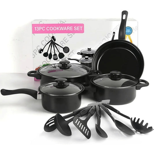 13PCS Non-Stick Pots and Pans Set Kitchen Cookware for Induction Cooker Low Oil Smoke Gift Set