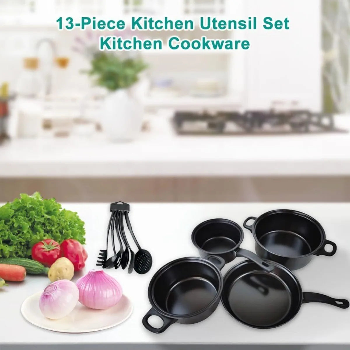 13PCS Non-Stick Pots and Pans Set Kitchen Cookware for Induction Cooker Low Oil Smoke Gift Set