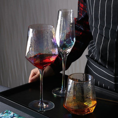 Wholesale Nordic Vintage Hammered Glass Wine Goblet